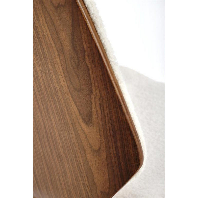 Scaun tapitat K511, crem/nuc, stofa buclata/lemn masiv, 48x59x84 cm
