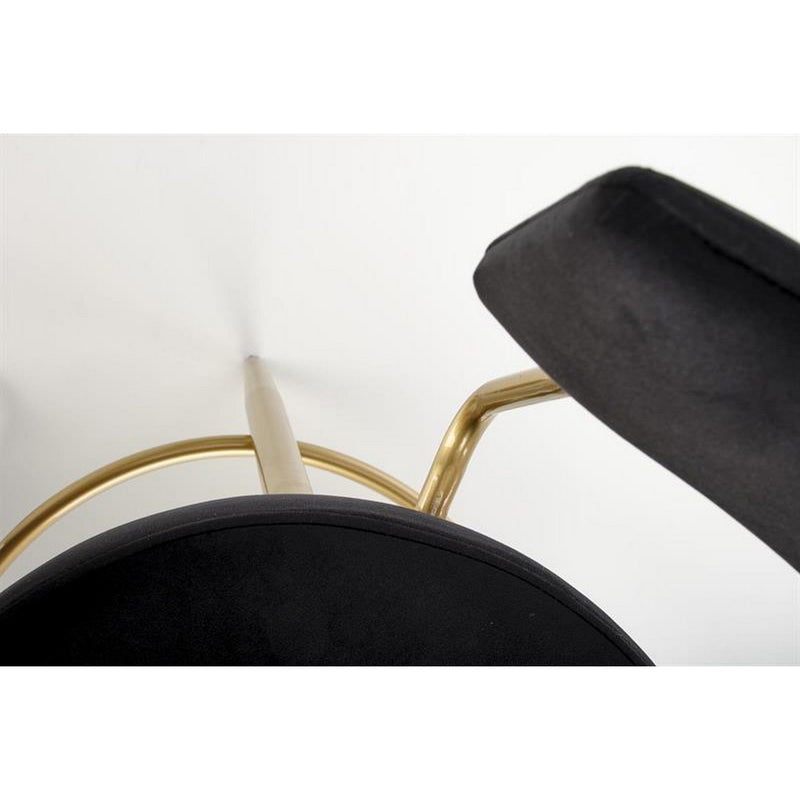 Scaun de bar H115, negru/auriu, stofa catifelata, 45x54x90 cm