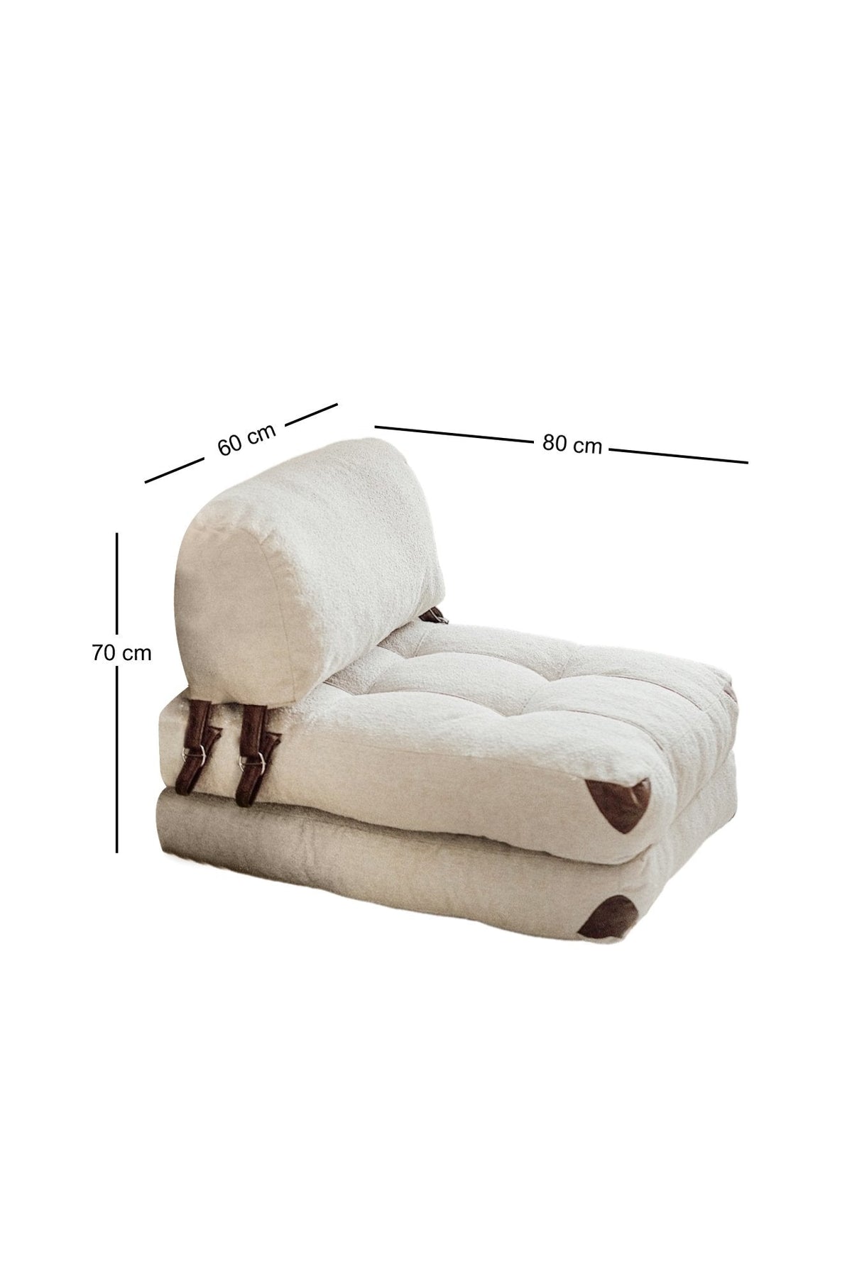 Canapea extensibilă 1 loc, Fold Teddy - Cream, Crem