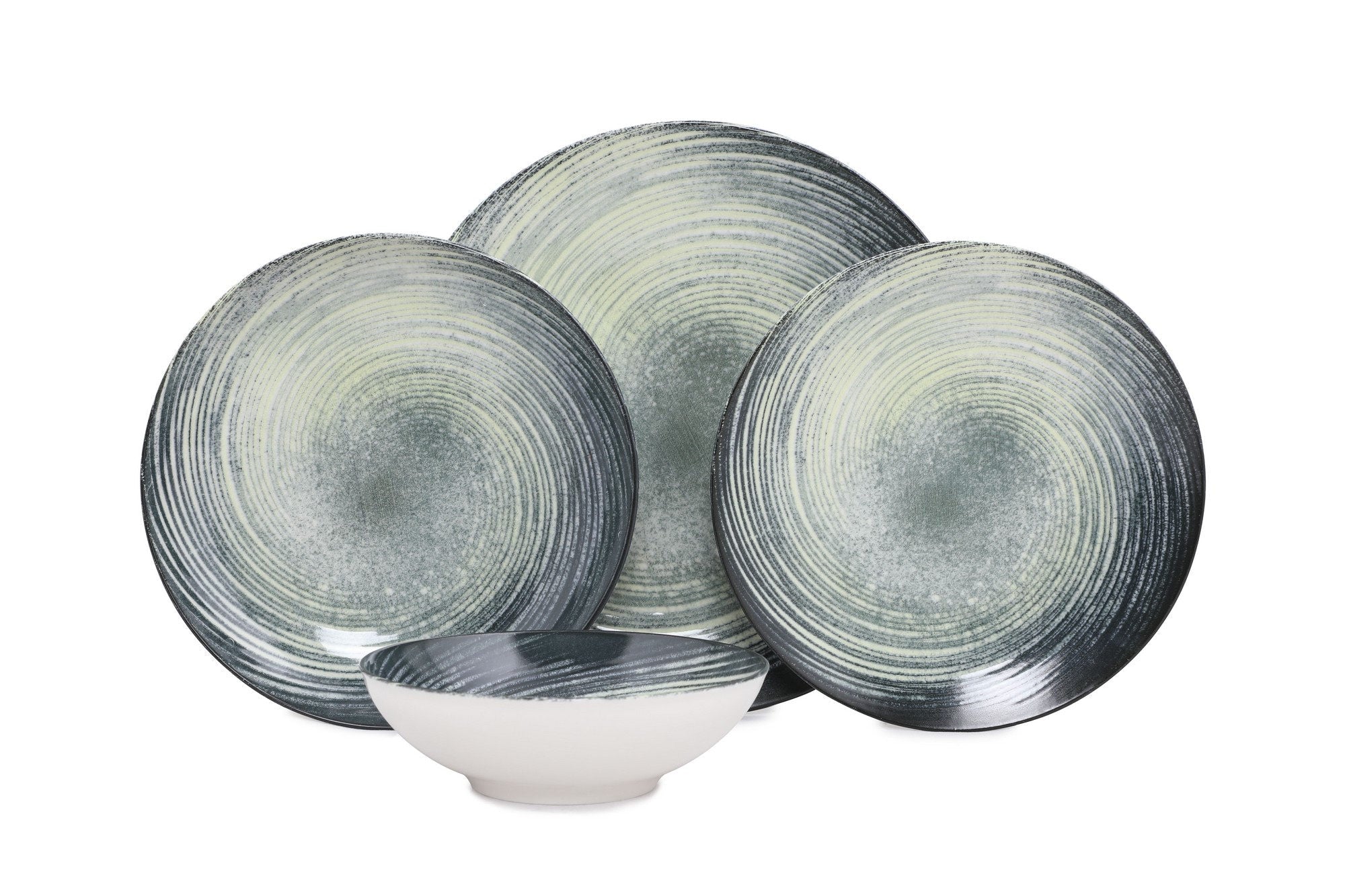 Set veselă (24 piese), GBSATN24KY4101630, Crem / Verde / Negru