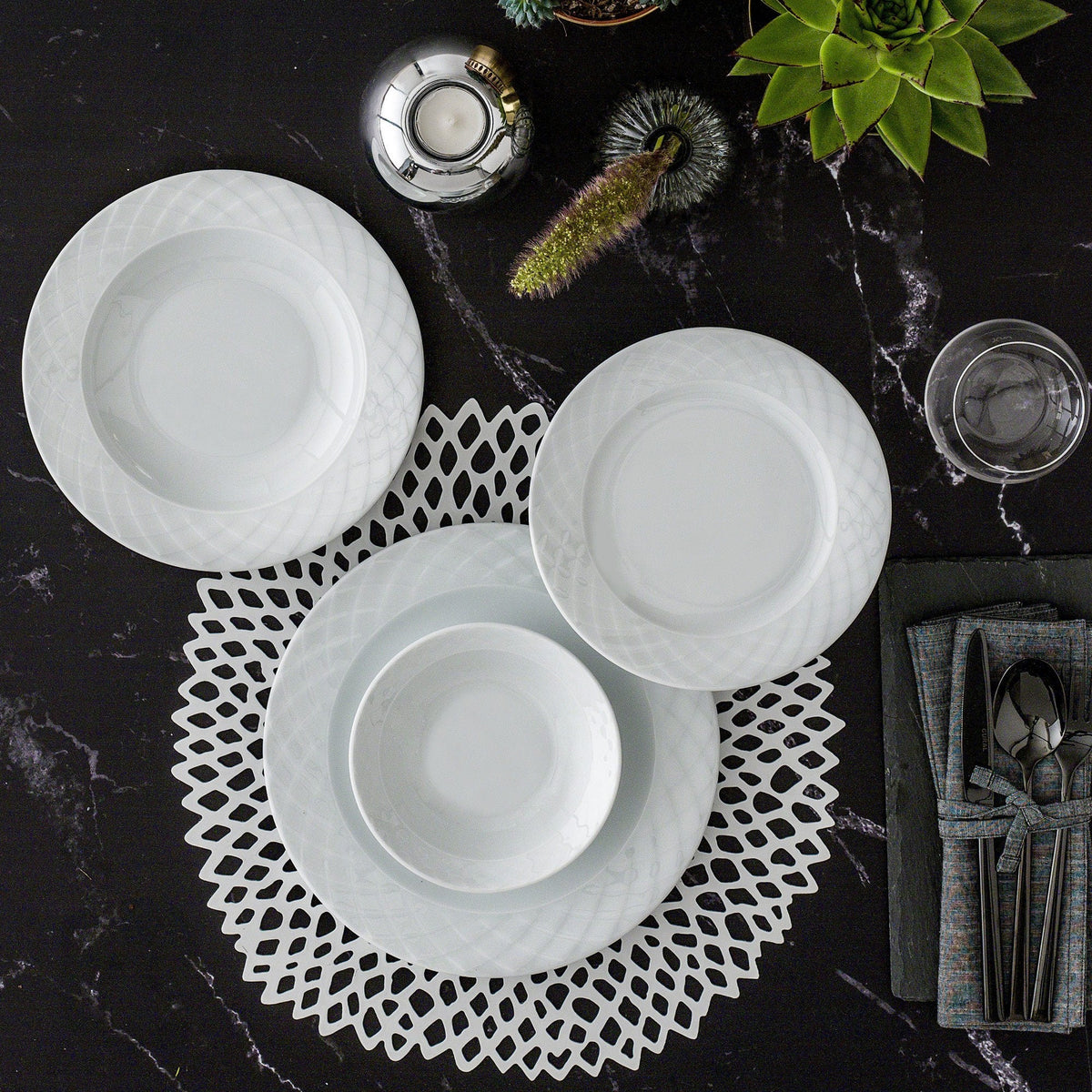 Set veselă (24 piese), ALF24Y400, Alb