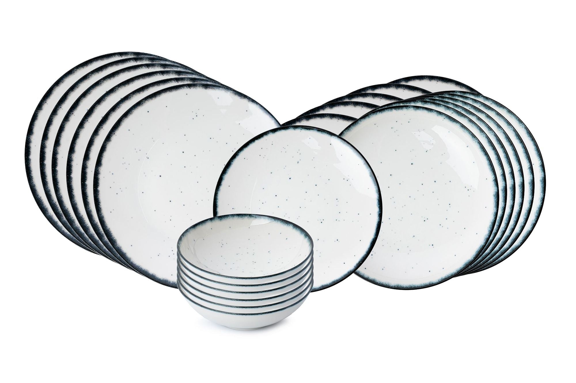 Set veselă (24 piese), GBSATN24KY458SYH, Negru / Alb