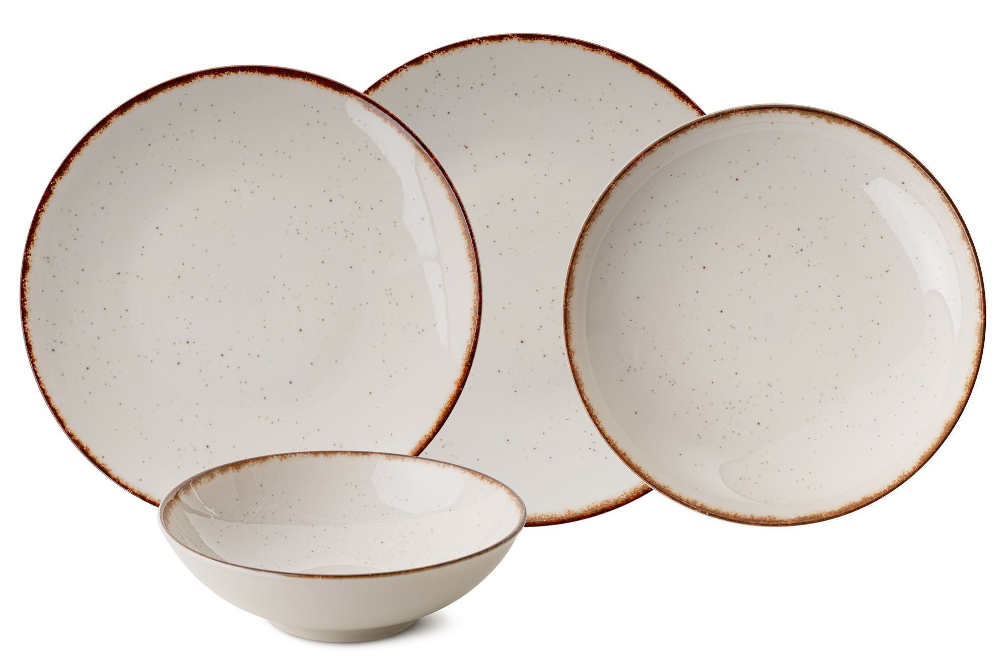 Set veselă (24 piese), GBSATN24KY458KH, Alb / Maro