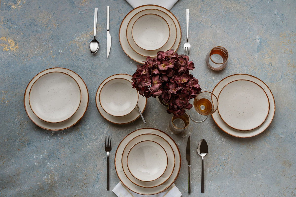 Set veselă (24 piese), GBSATN24KY458KH, Alb / Maro