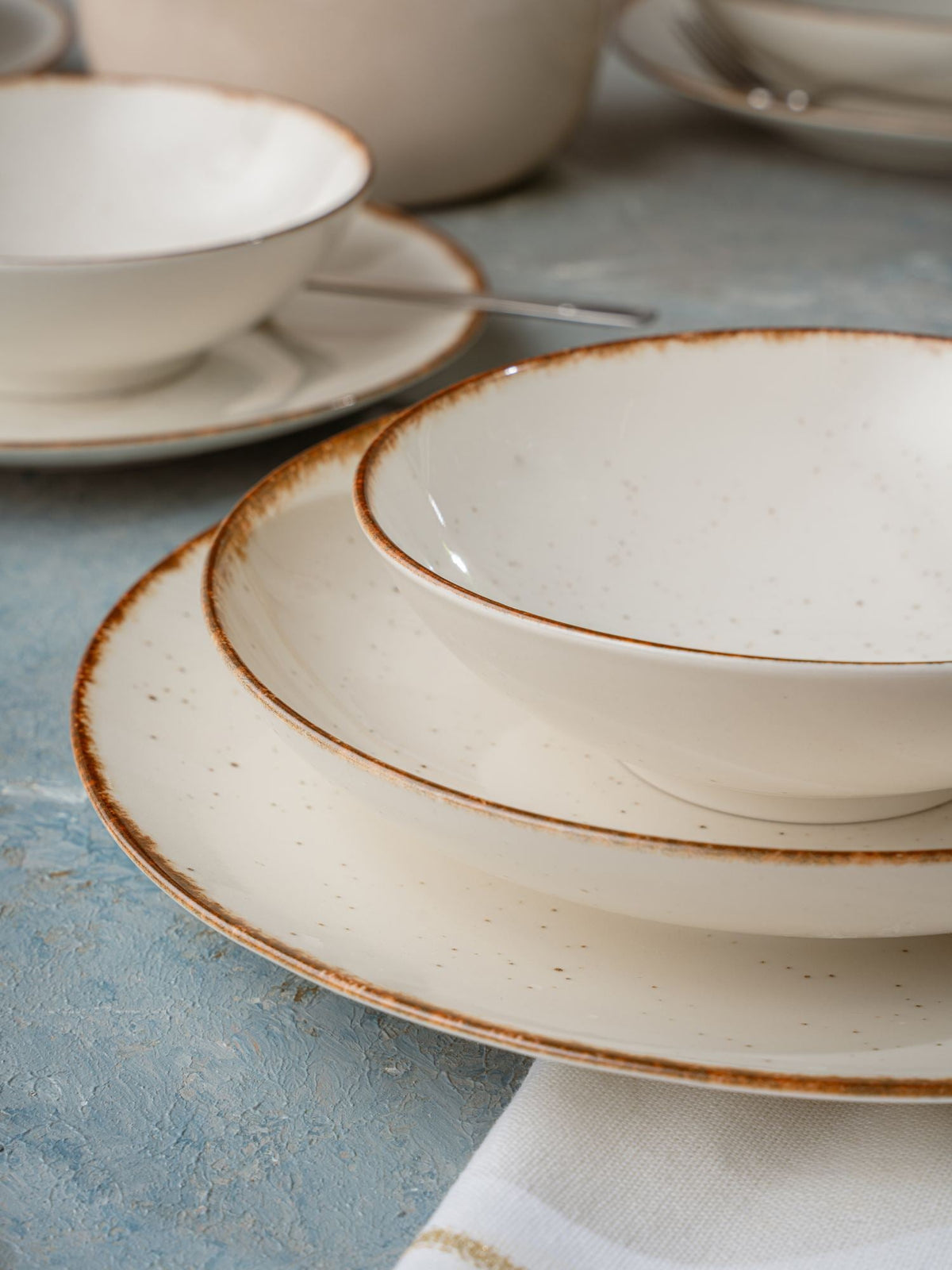 Set veselă (24 piese), GBSATN24KY458KH, Alb / Maro