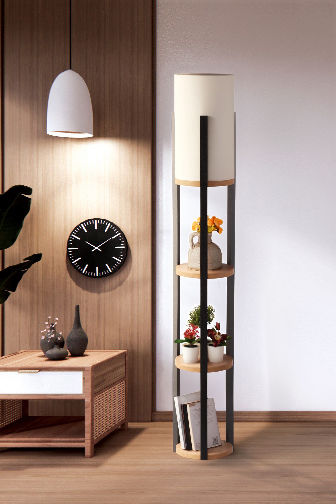 Lampadar, Circle Nora - SRC, Natural / Negru