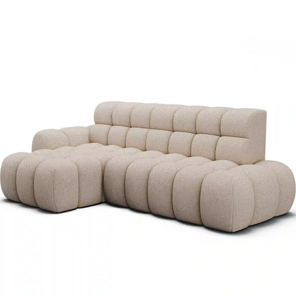 Coltar extensibil CEEDRO, sezlong stanga, stofa bej - Calmora 18, cu reglaj electric, 283x165x98 cm