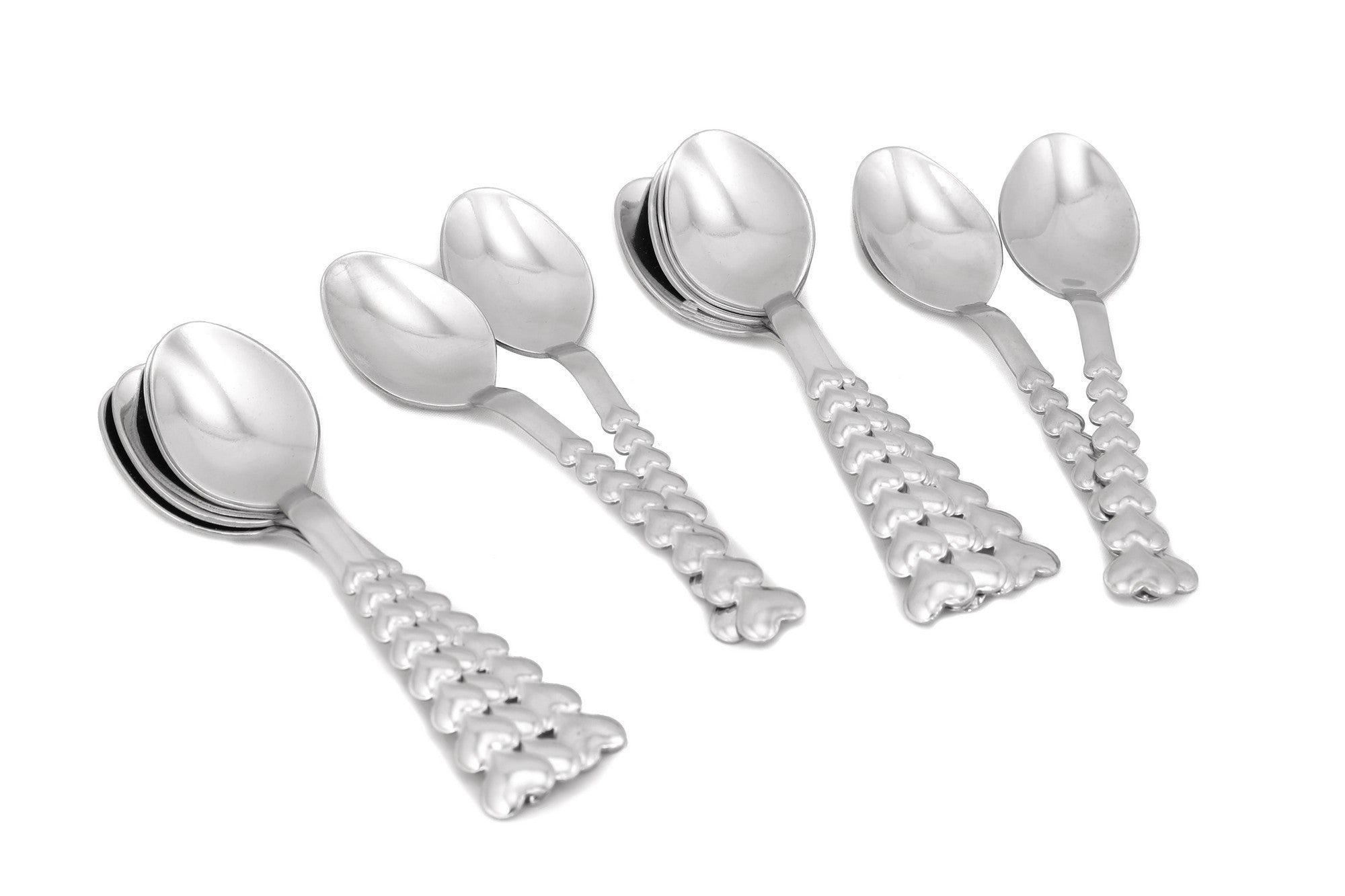 Set linguri (12 piese), Ozd - yeni - kalp - cay, Argintiu