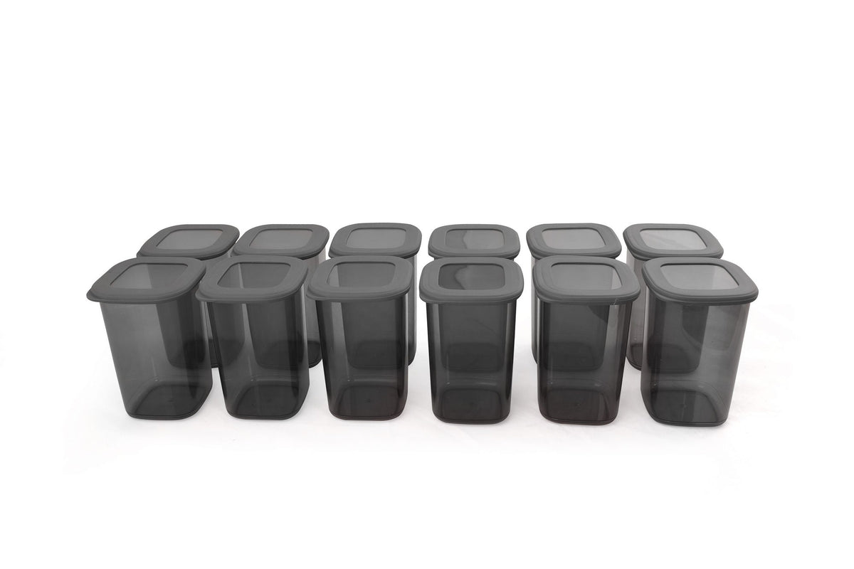 Set cutii depozitare (12 piese), BNMPOLYAS12-120, Gri