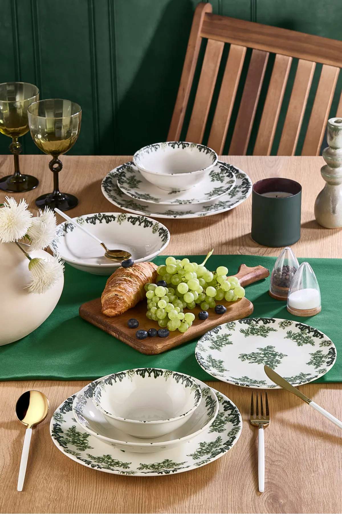 Set veselă (24 piese), MCH0011192, Kaki / Mentă