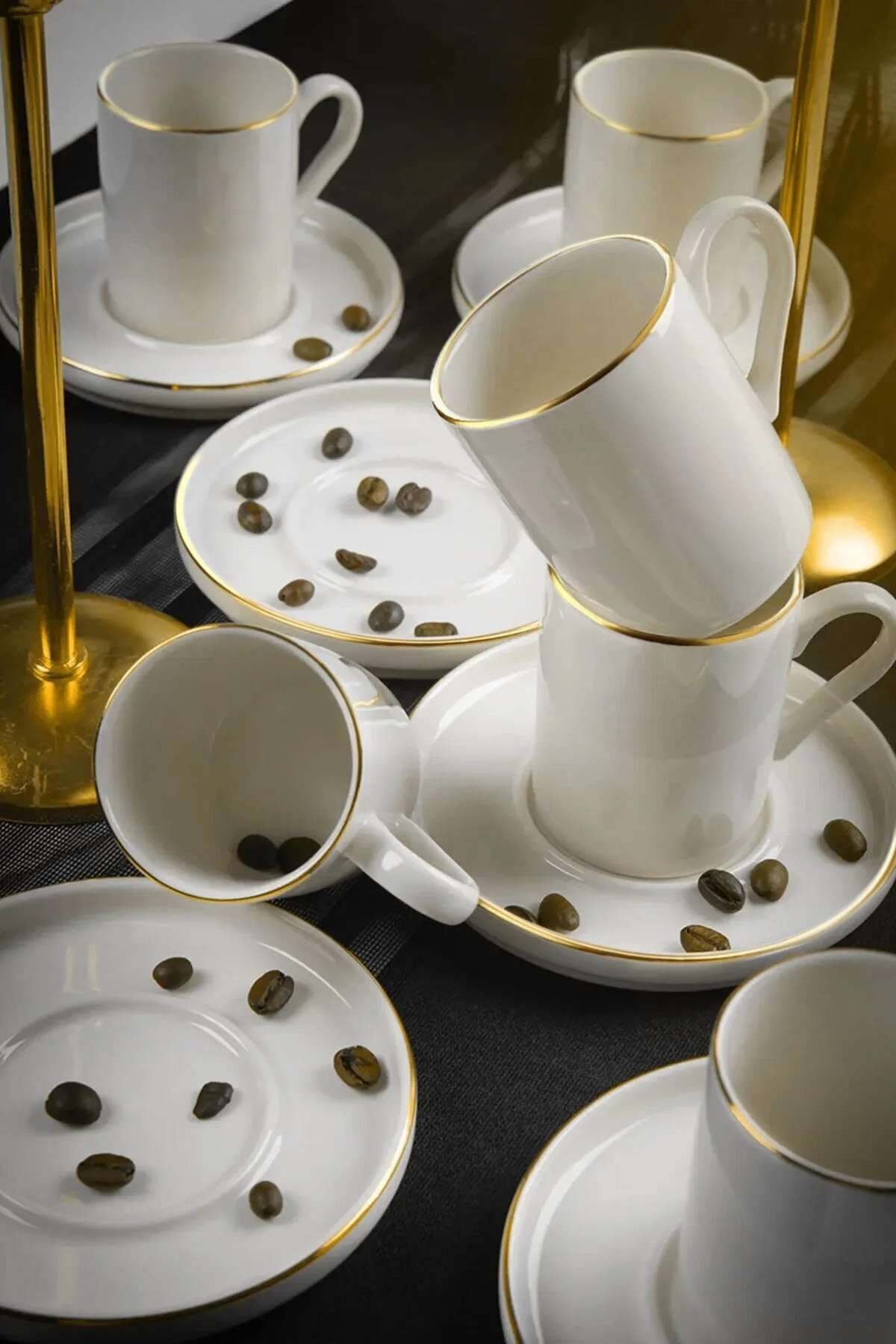 Set cești cafea (12 piese), MCH10064, Alb / Auriu