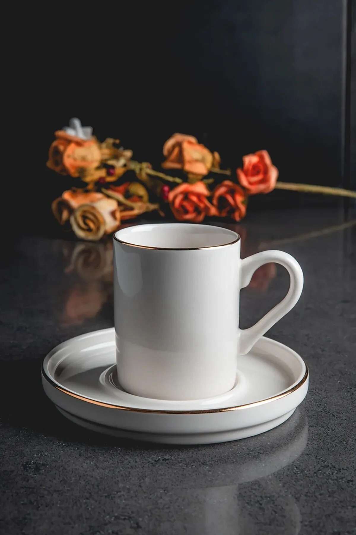 Set cești cafea (12 piese), MCH10064, Alb / Auriu