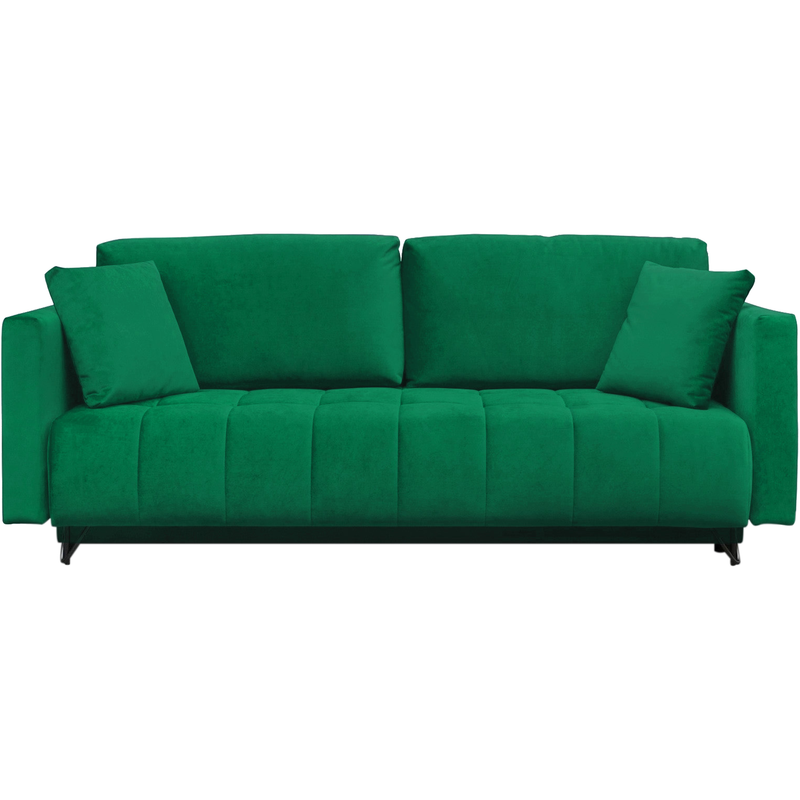 Canapea extensibila Aldo, stofa catifelata verde - Piano 08, 227x106x92 cm