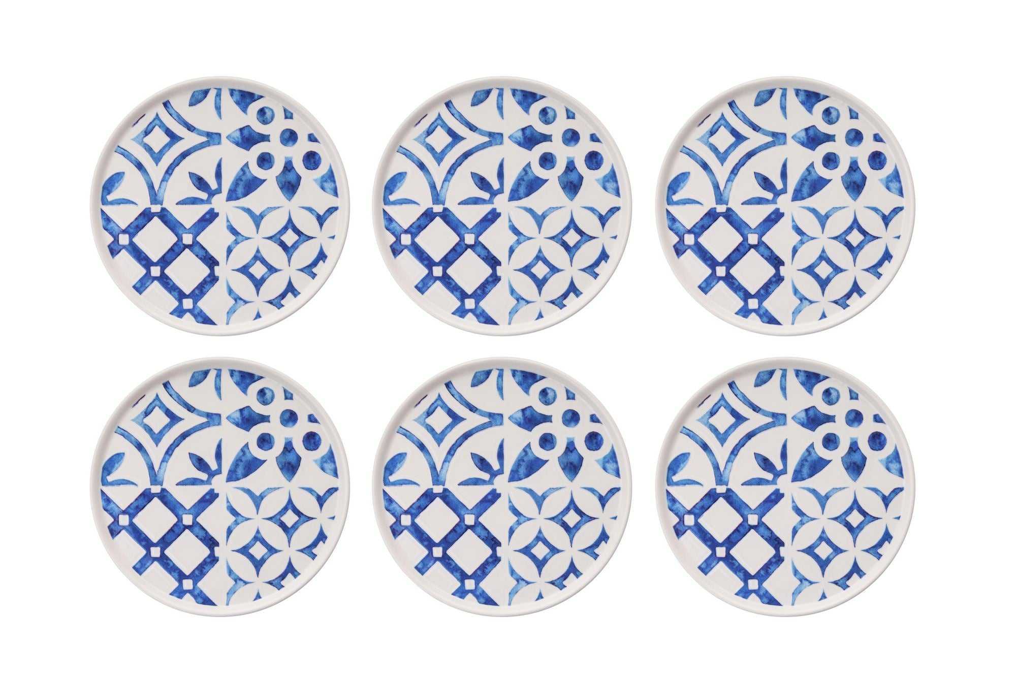Set farfurii desert (6 piese), Blue Pattern, Albastru / Alb