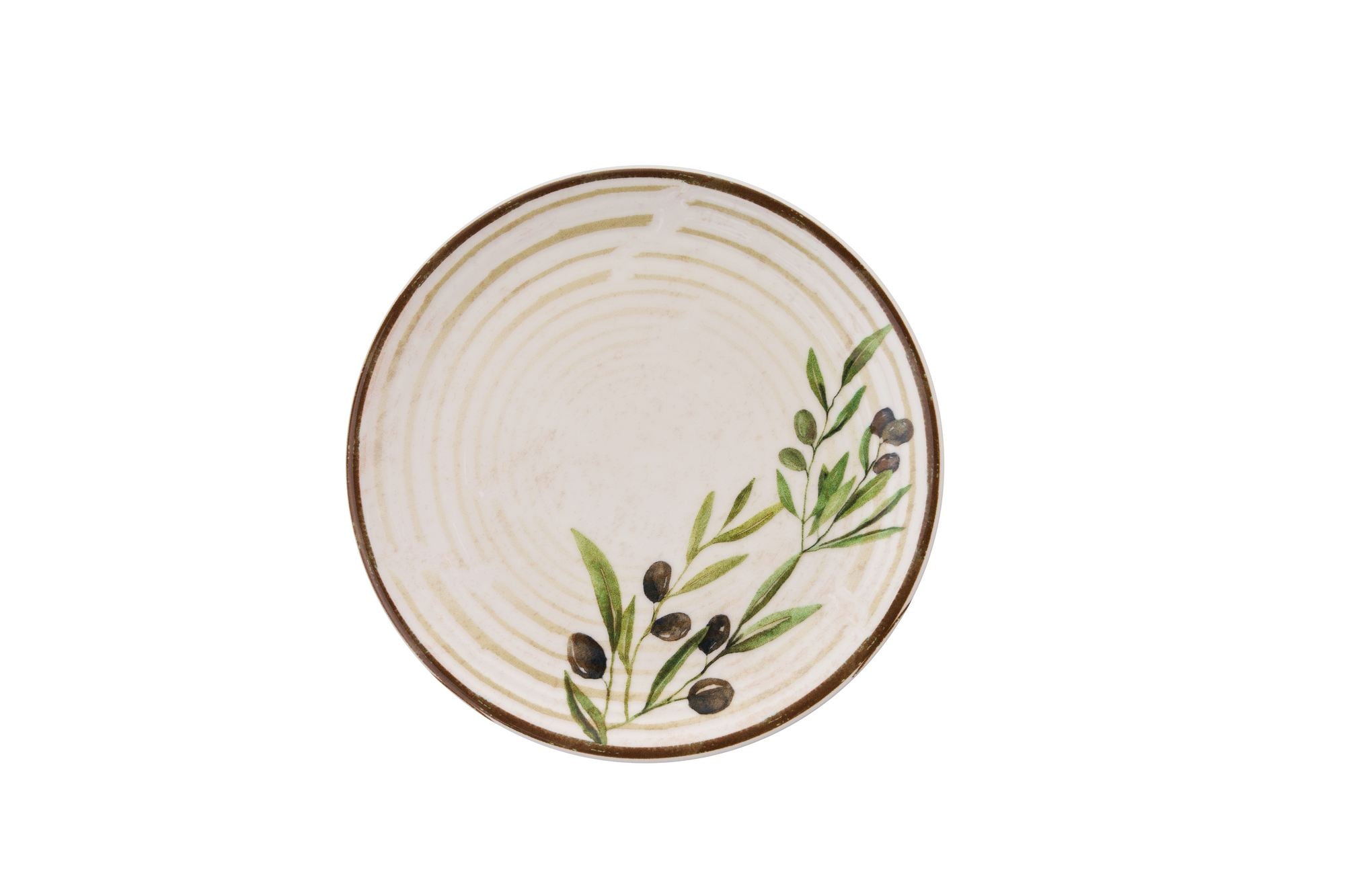 Set farfurii desert (6 piese), Weary Flower, Bej / Verde / Maro