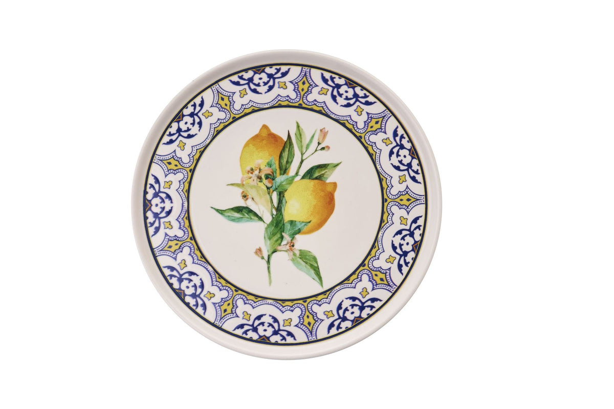 Set farfurii servire (6 piese), Lemon Garden, Galben / Albastru / Alb / Verde