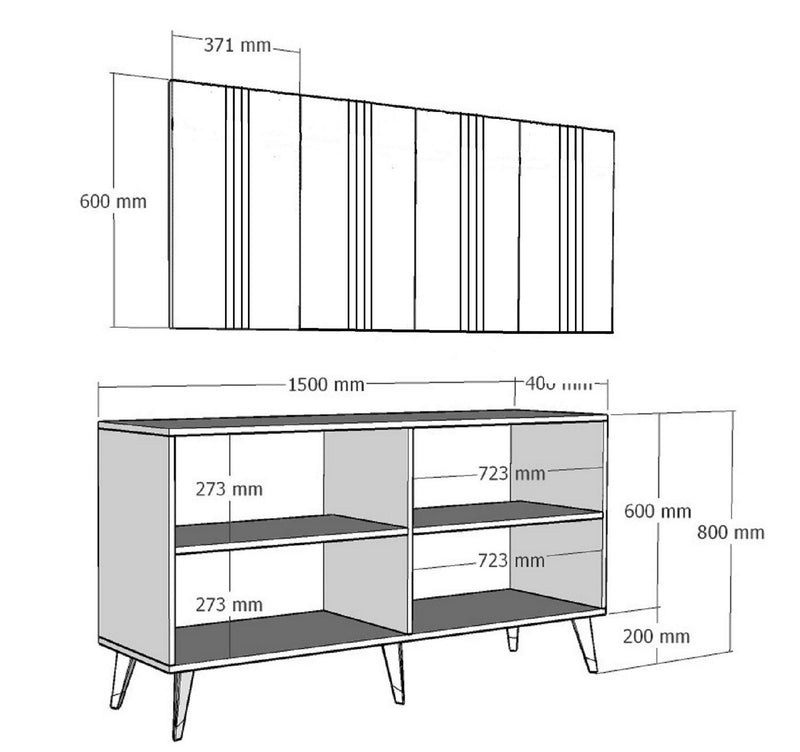 Comoda ASEL, alb/auriu, PAL melaminat, 150x40x80 cm