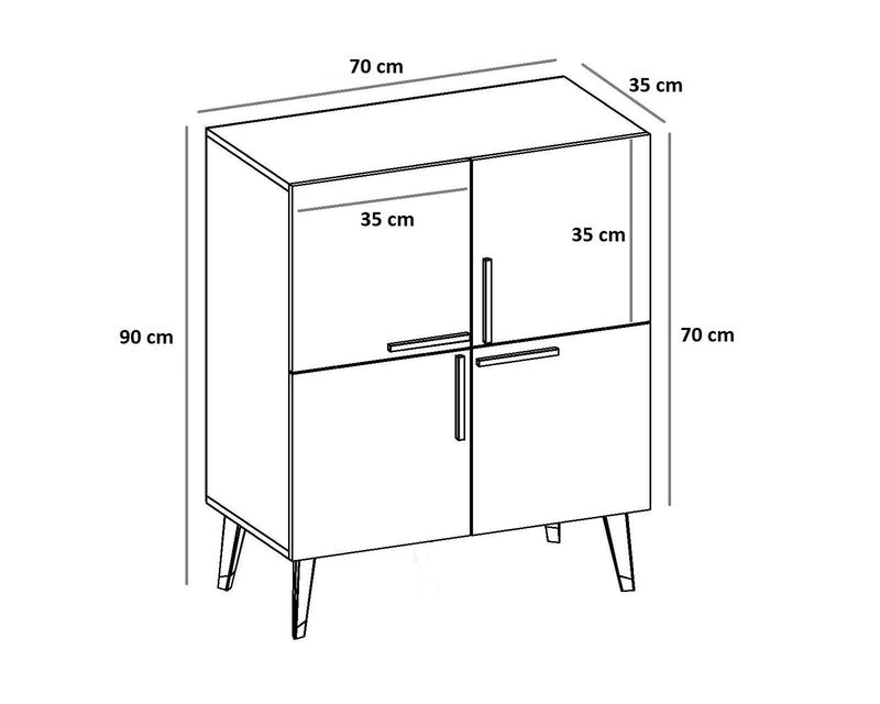 Comoda MAKRO, negru cu efect de marmura/negru, PAL melaminat, 70x35x90 cm