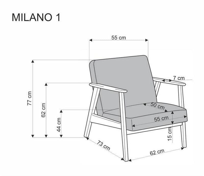 Fotoliu MILANO 1S, stofa catifelata bej - Castel 15, 65x77x77 cm