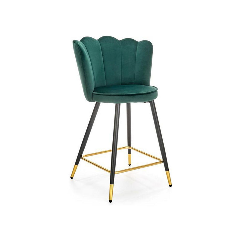 Scaun bar H106, verde/negru, stofa catifelata/otel, 58x58x96 cm