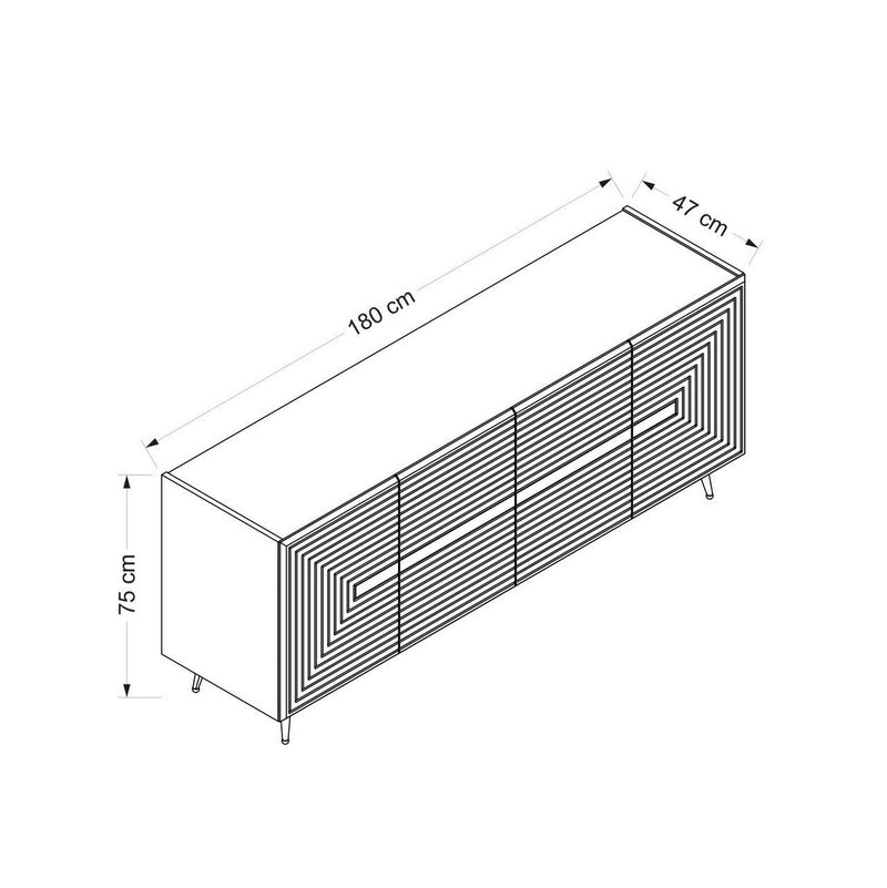 Comoda JOSE, gri antracit/auriu, PAL melaminat, 180x47x75 cm