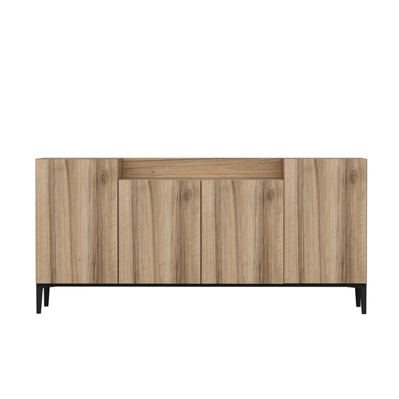 Comoda ELLARIA, nuc/negru, PAL melaminat, 160x42x75 cm