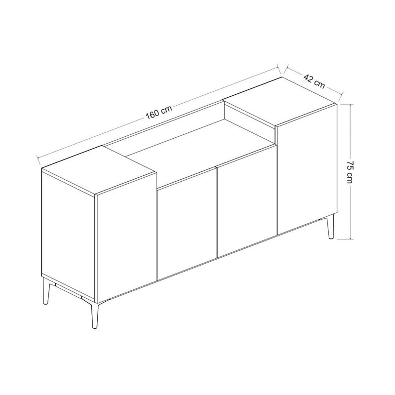 Comoda ELLARIA, nuc/negru, PAL melaminat, 160x42x75 cm