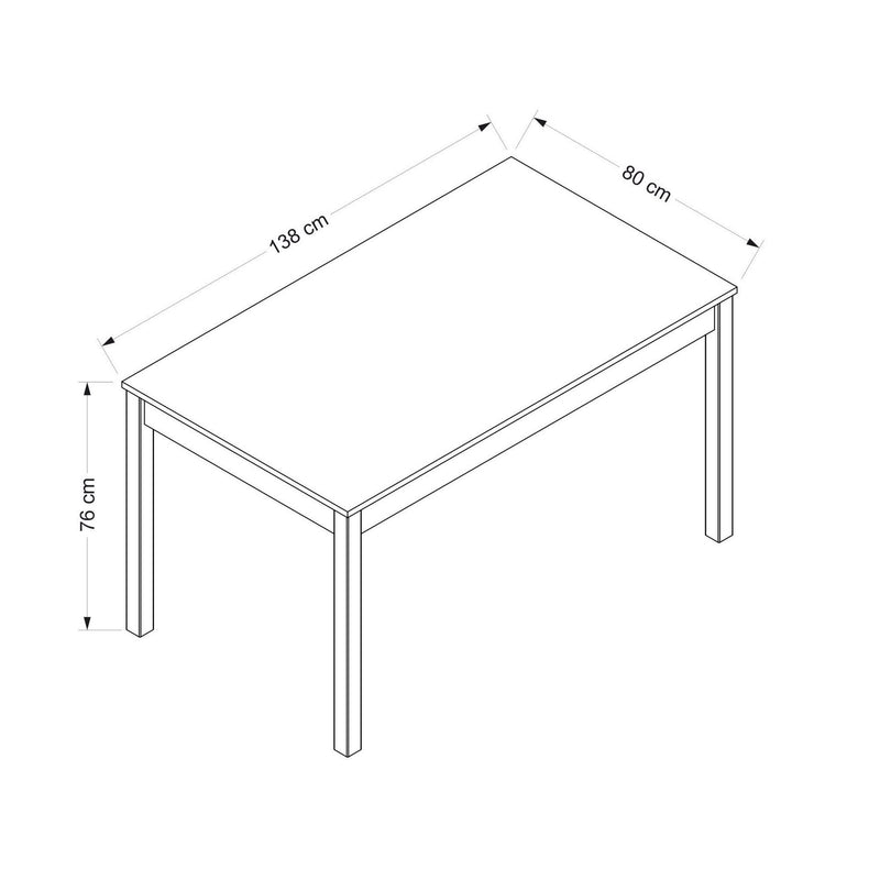 Masa ELEVATE, alb/negru, PAL melaminat, 138x80x76 cm