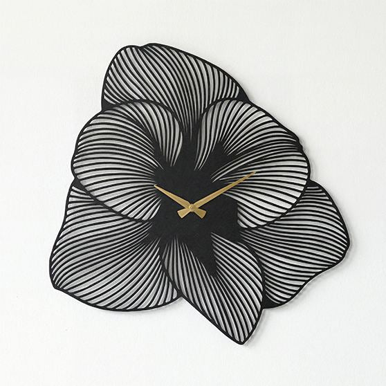 Ceas decorativ metalic de perete, Azalea Metal Wall Clock - APS039 49 - Black, Negru