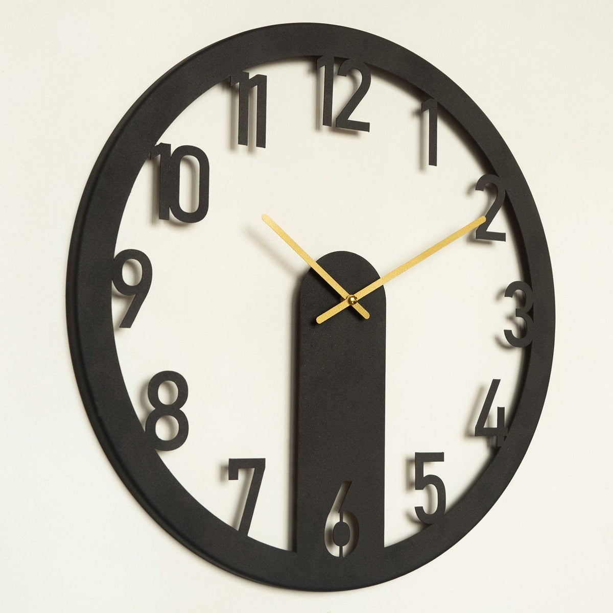 Ceas decorativ metalic de perete, Mood Metal Wall Clock - APS114 - Black, Negru / Auriu