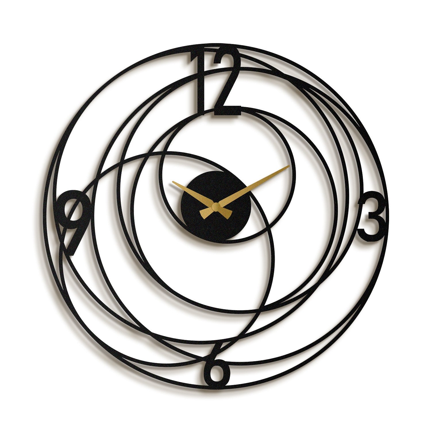 Ceas decorativ metalic de perete, Big Bang Metal Wall Clock - APS027, Negru