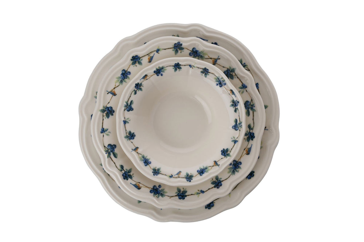 Set veselă (24 piese), Blueberry, Alb / Albastru / Verde