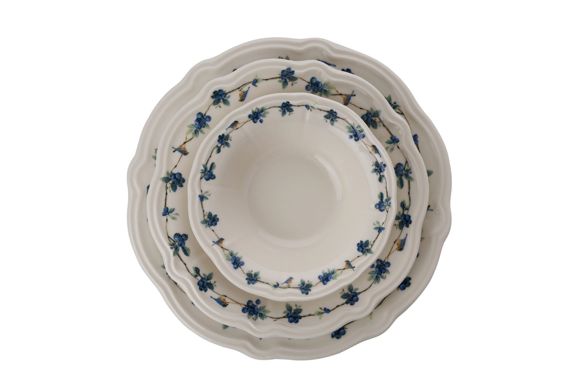 Set veselă (24 piese), Blueberry, Alb / Albastru / Verde