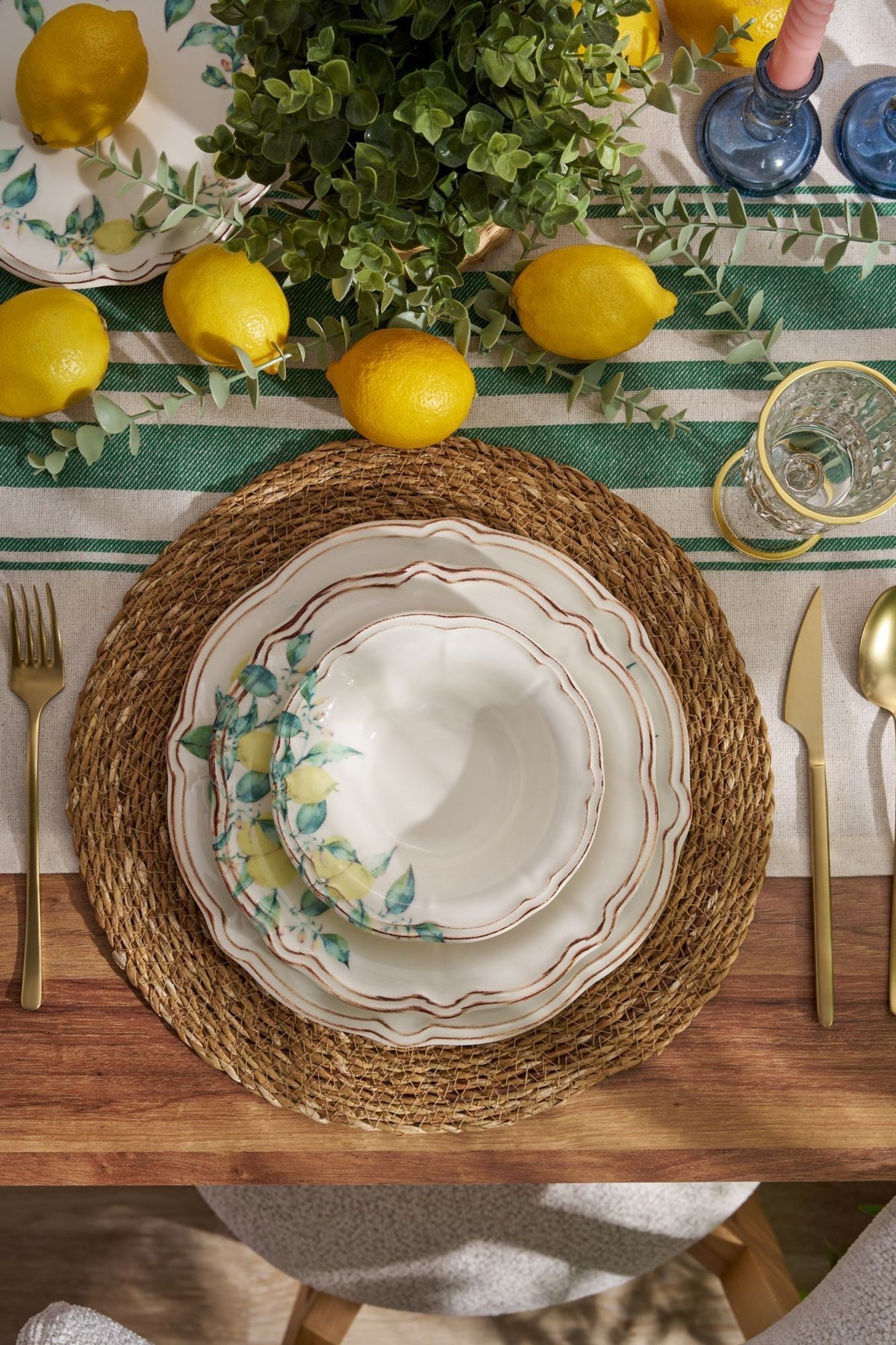 Set veselă (24 piese), Sunny Grove, Verde / Galben / Maro