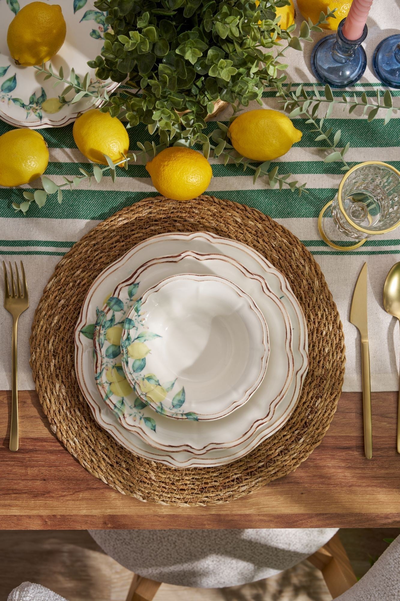 Set veselă (24 piese), Sunny Grove, Verde / Galben / Maro