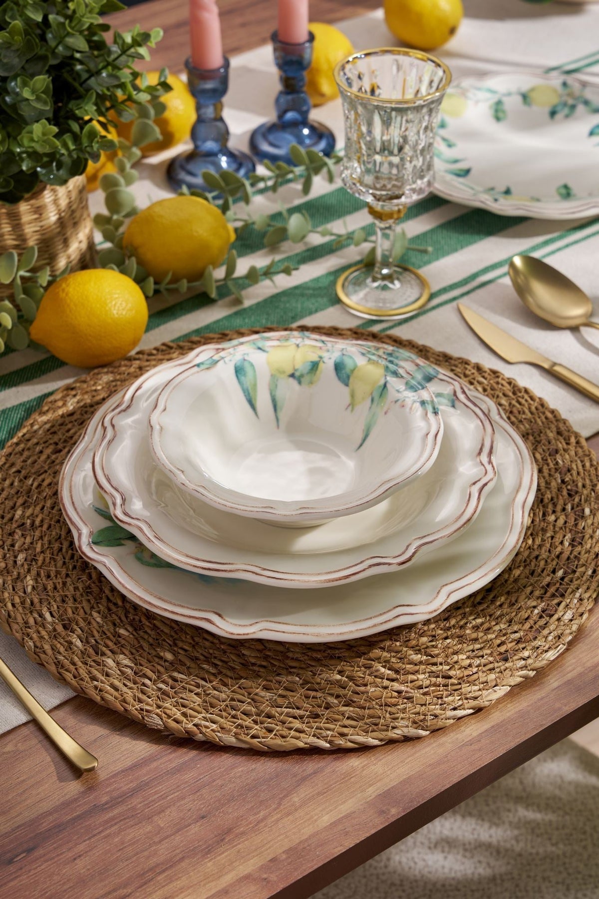 Set veselă (24 piese), Sunny Grove, Verde / Galben / Maro