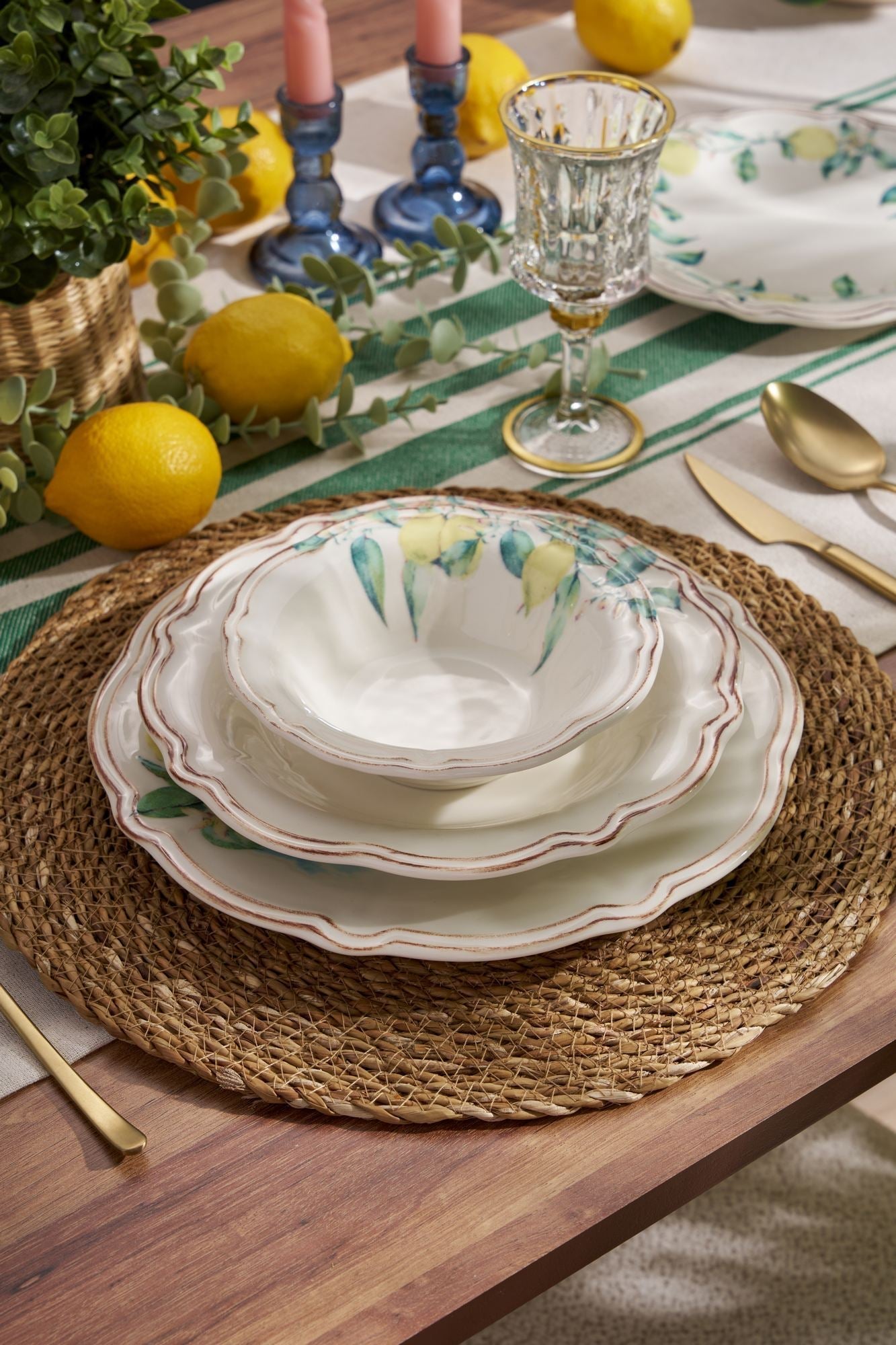 Set veselă (24 piese), Sunny Grove, Verde / Galben / Maro