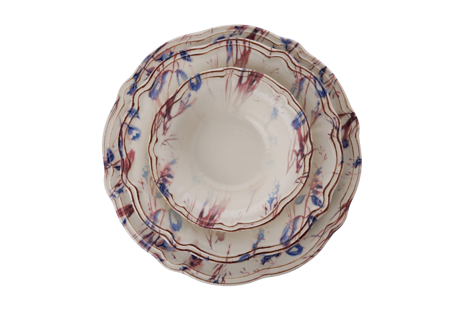 Set veselă (24 piese), Blue Rustica, Bleumarin / Bordo