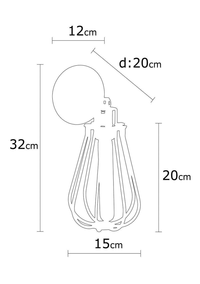 Aplica FETIYE N 1120, negru/maro, metal, 15x20x32 cm