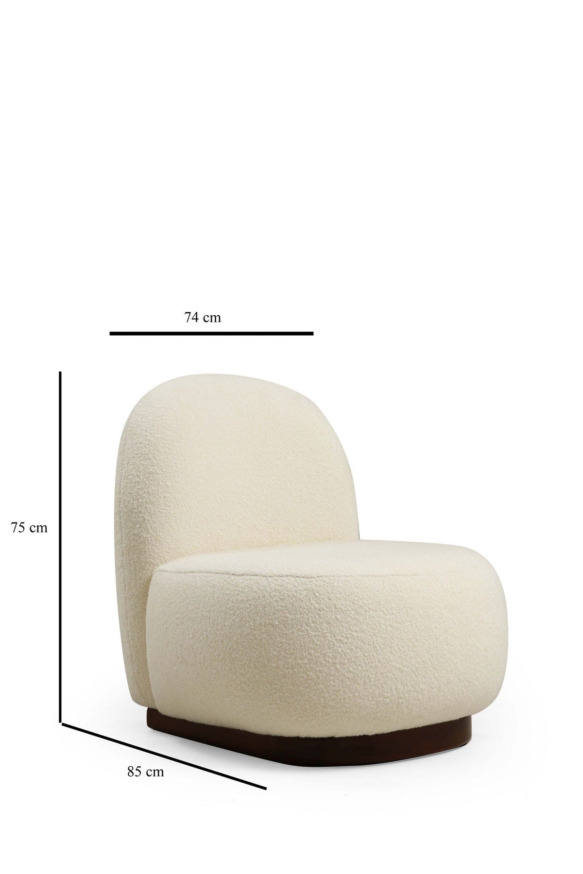 Fotoliu, Tina - Bouclet White, Bouclé Alb