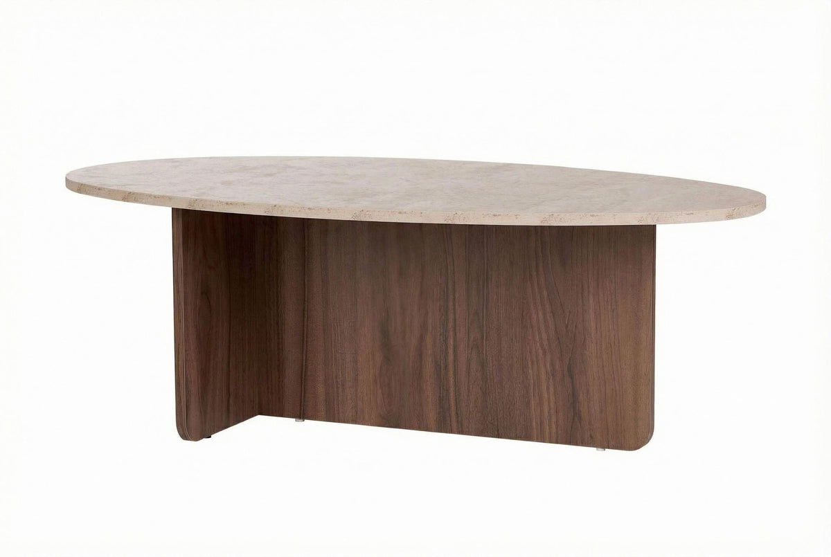 Măsuță de cafea, Orba - Travertine, Venezia Walnut, Travertin / Nuc Veneția