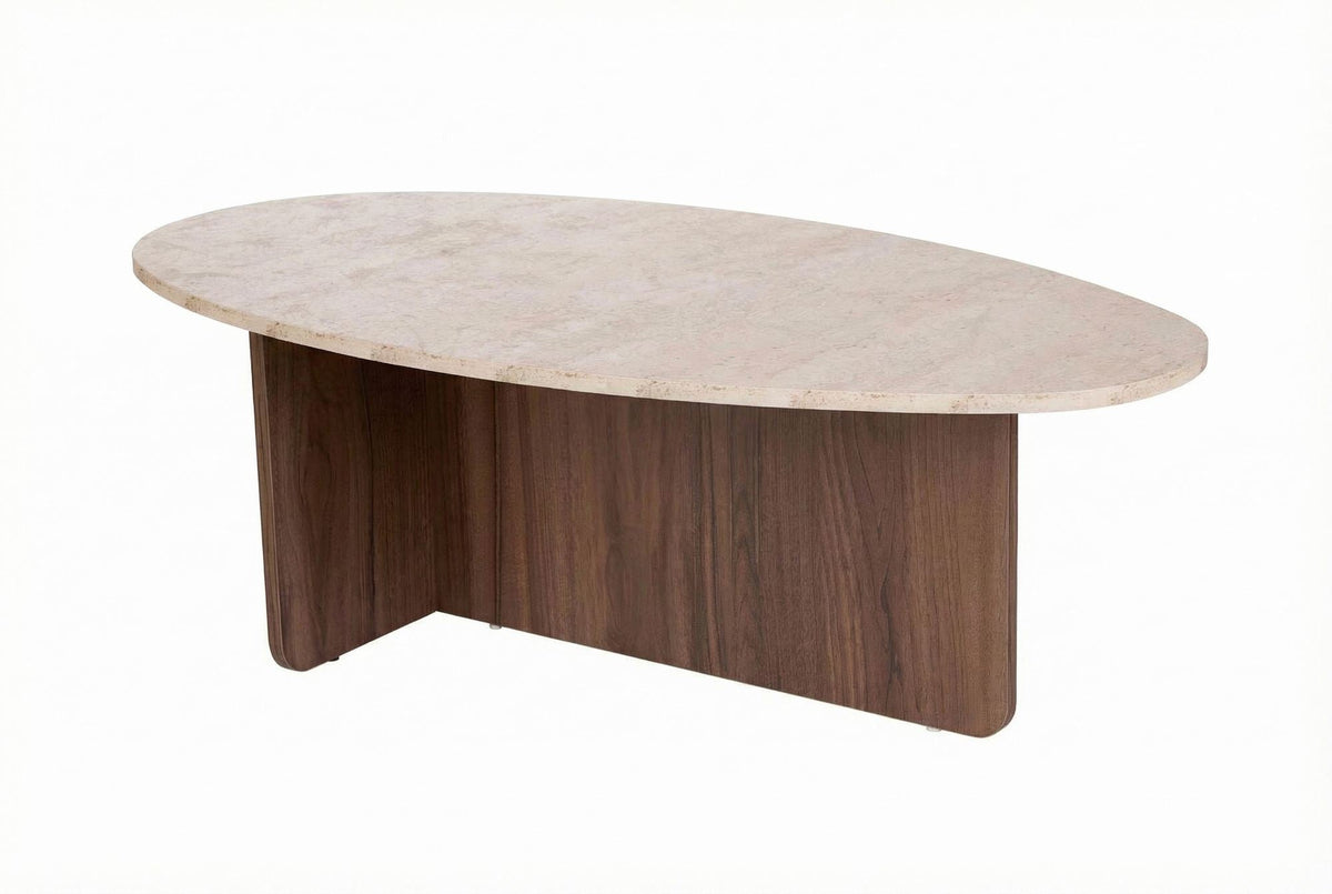 Măsuță de cafea, Orba - Travertine, Venezia Walnut, Travertin / Nuc Veneția