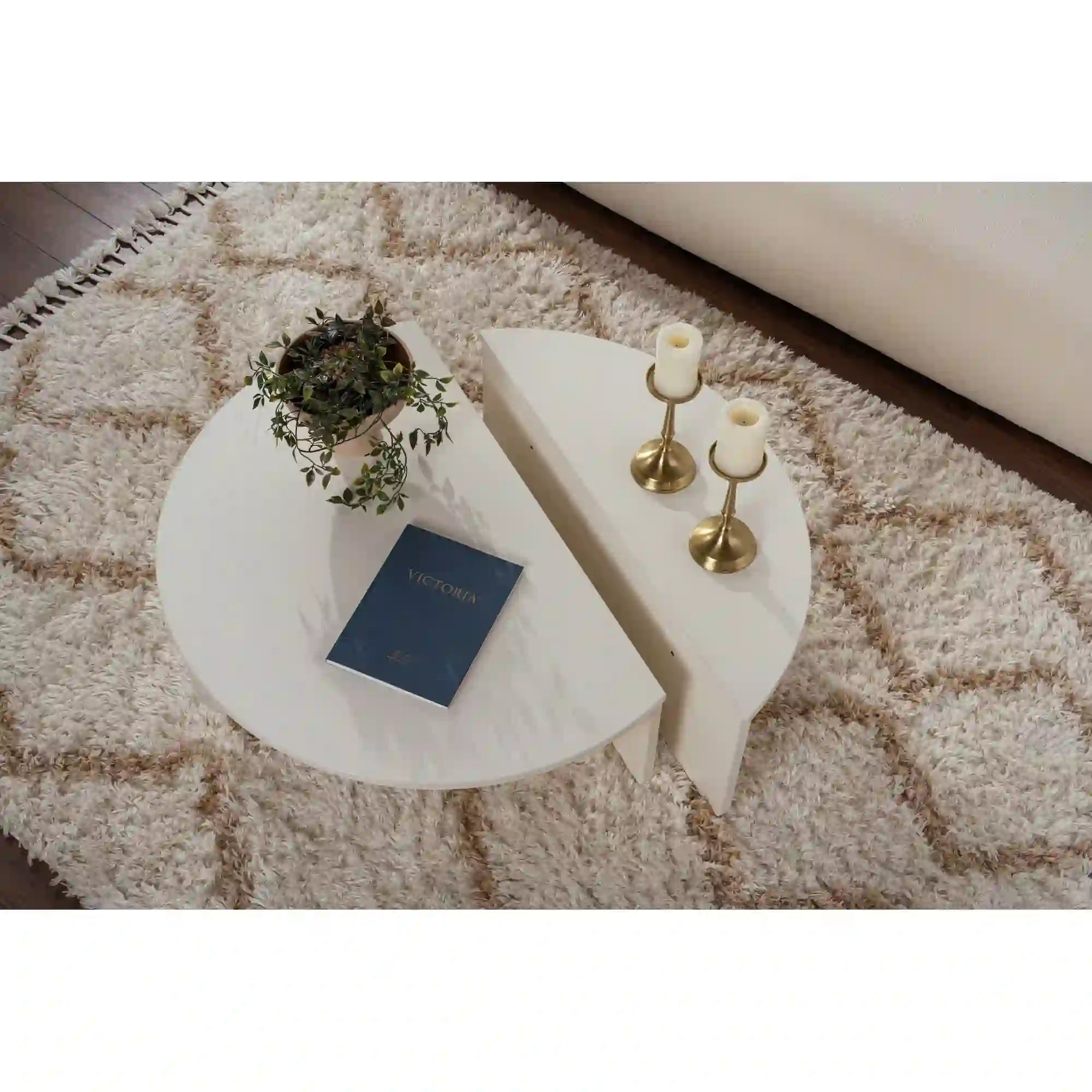 Set 2 masute ORION, alb natural, PAL melaminat