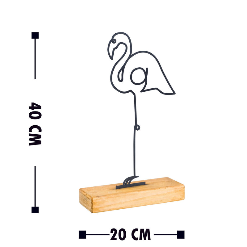 Accesoriu decorativ STORK, stejar/negru, metal/lemn, 20x4x40 cm