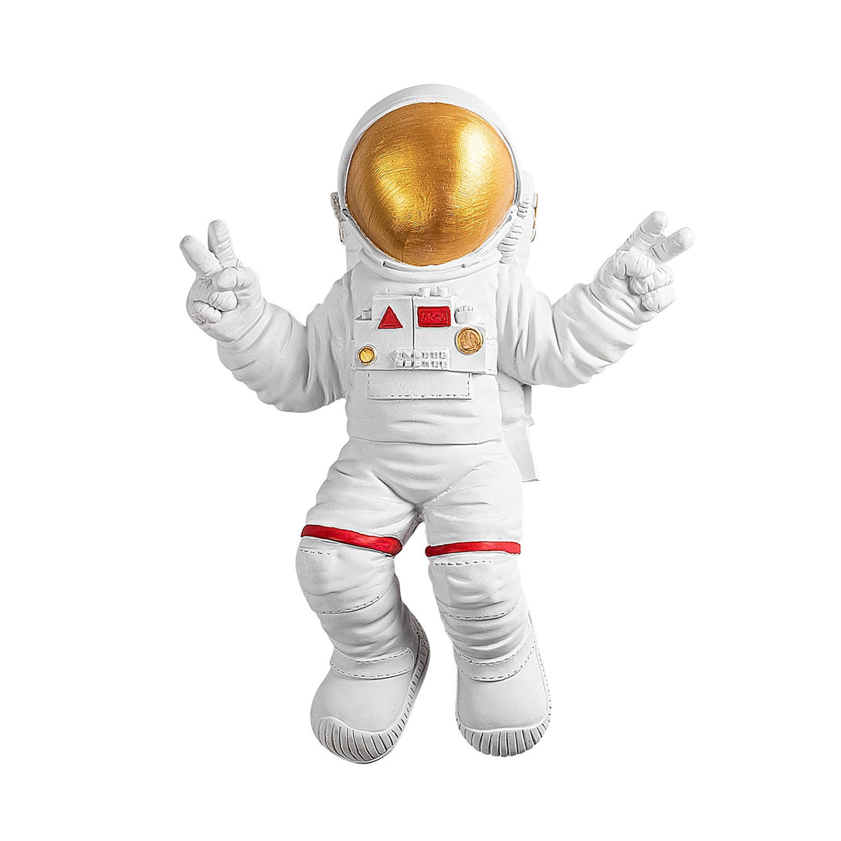 Accesoriu decorativ de perete, Peace Sign Astronaut - 1, Alb / Auriu