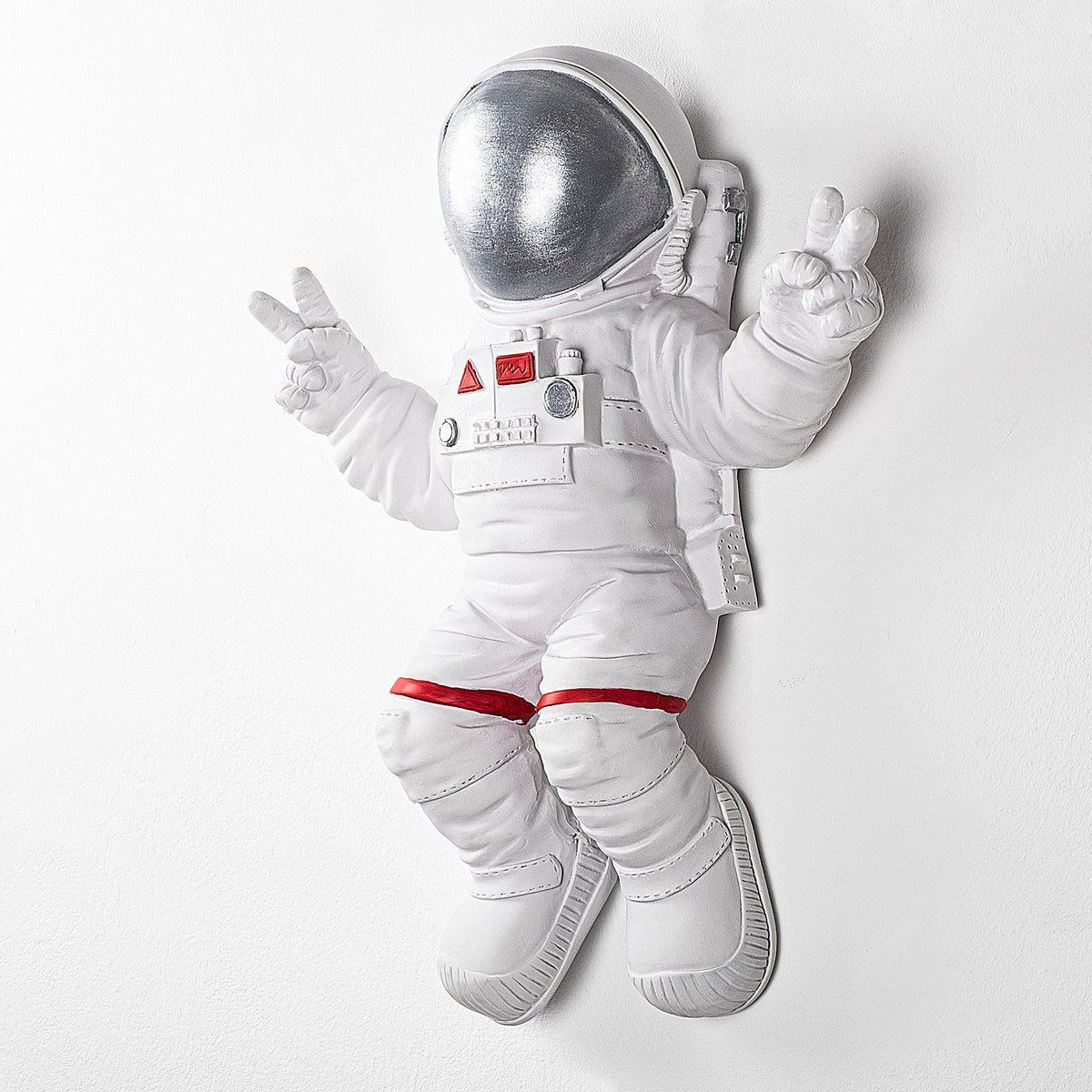 Accesoriu decorativ de perete, Peace Sign Astronaut - 2, Alb / Gri