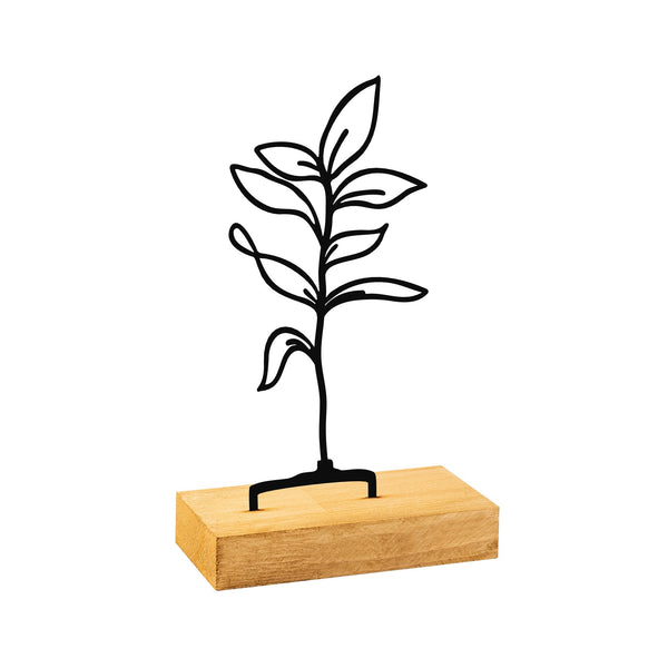 Accesoriu decorativ SAPLING, negru/stejar, metal/lemn, 17x8x28 cm