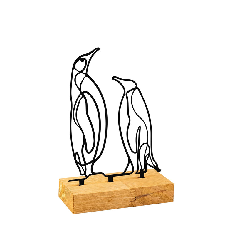 Accesoriu decorativ PINGU, negru/stejar, metal/lemn, 17x8x26 cm