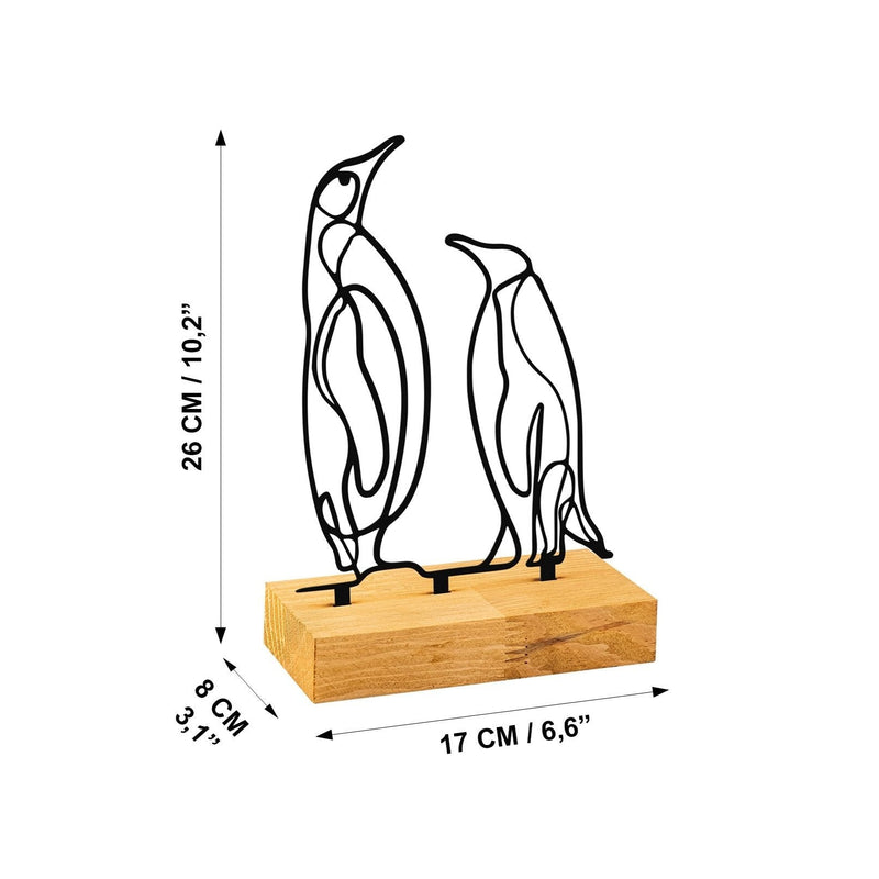 Accesoriu decorativ PINGU, negru/stejar, metal/lemn, 17x8x26 cm