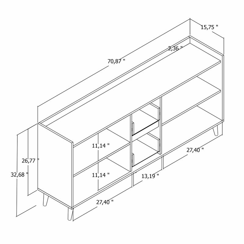 Comoda TIREDU 2, alb/stejar, PAL, 180x40x67 cm